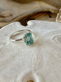 1.56ct Emerald Cut Blue Aquamarine Solitaire Engagement Ring 14k White Gold Over