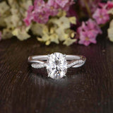 Infinity Twist Band Engagement Ring 1.5ct Oval Cut Diamond 14k White Gold Finish