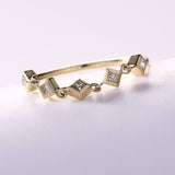 Open Link Stackable Minimalist Band 1ct Princess Cut Diamond 14k YellowGold Over