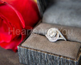 2.4ct Round Cut Moissanite Swirl Split Shank Bridal Ring 14K White Gold Plated