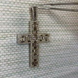 2ct Emerald Simulated Diamond Cross Jesus Pendant 14k White Gold Plated NO CHAIN