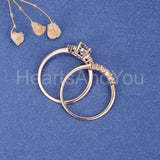 1.5ct Oval Cut Simulated Morganite Curved Crown Bridal Set 14k Rose Gold Plated