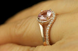 1.2ct Round Cut Peach Morganite Engagement Ring 14k Rose Gold Finish Split Shank