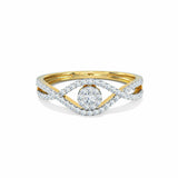 1.2ct Engagement Ring Round Cut Diamond Split Shank Halo 14k Yellow Gold Finish