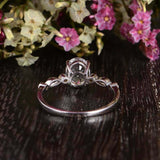 Solitaire with Accent Engagement Ring 1.5ct Oval Cut Diamond 14k White Gold Over
