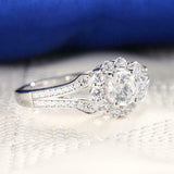 Halo Split Shank Engagement Ring 2ct Round Cut VVS1D Diamond 14k White Gold Over