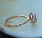 2ct Oval Cut Peach Morganite Engagement Ring Halo 14k Rose Gold Over with Accent