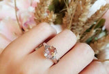 3ct Oval Cut Peach Morganite Engagement Ring 14k White Gold Finish Solitaire