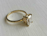 1.6ct Emerald Cut Diamond Engagement Ring Classic Solitaire 14k Yellow Gold Over