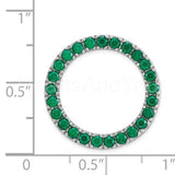 1ct Round Cut Simulated Green Emerald Hollow Disc Pendant 14k White Gold Plated