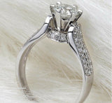 2Ct Round Cut Diamond Accent Hidden Halo Engagement Ring 14K White Gold Finish