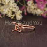 0.5ct Princess Stone Ring Setting Round Simulated Semi Mount 14k RoseGold Plated