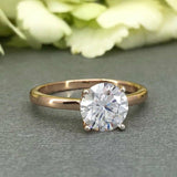 4 Prong Solitaire Engagement Ring 0.7ct Round Cut Diamond 14k Rose Gold Finish