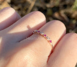 0.2ct Round Cut Simulated Ruby Floral Minimalist Wed Band 14k Yellow Gold Plated