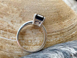 2.2ct Engagement Ring Asscher Cut Blue Sapphire Solitaire 14k White Gold Finish