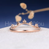 0.2ct Round Cut Moissanite Curved Minimalist Wedding Band 14k Rose Gold Plated