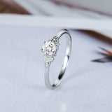 1ct Round Cut Diamond Engagement Ring Minimalist Petite 14k White Gold Finish
