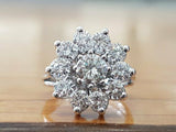 2Ct Round Cut Diamond Halo Flower Design Engagement Ring 14K White Gold Finish