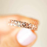 1ct Round Cut Simulated Peach Morganite Eternity Wed Band 14k Yellow Gold Plated