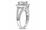 3.5ct Princess Cut Diamond Halo Split Shank Engagement Ring 18K White Gold Over