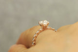 1.3Ct Oval Cut DVVS1 Diamond Round Accents Engagement Ring 14K Rose Gold Finish