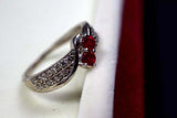 2.25ct Engagement Ring Round Cut Pink Ruby Swirl Twist 14k White Gold Finish