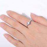 2.1ct Round Cut Blue Aquamarine Solitaire with Accent Ring 14k White Gold Finish