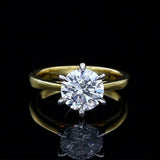 1Ct Round Cut Diamond Classic Proposal Women Solitaire Ring 14K Dual Gold Finish