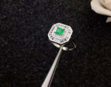 2.3ct Engagement Ring Princess Cut Emerald Dual Halo Cluster 14k White Gold Over