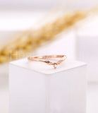 0.01ct Round Cut Moissanite Minimalist Women Wedding Band 14k Rose Gold Plated