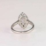 4Ct Marquise Cut Diamond Accent Vintage Halo Engagement Ring 14K White Gold Over