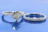 2ct Round Cut Diamond Engagement Ring Bridal Set 14k White Gold Over with Accent