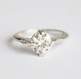 1.5ct Round Cut Diamond Engagement Ring Crown Bridal Set 14k White Gold Finish