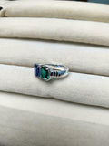 2ct Engagement Ring Emerald Cut Sapphire Two Stone Solitaire 14k White Gold Over