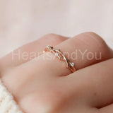 0.1ct Round Cut Moissanite Dainty Twig Women Wedding Band 14k Rose Gold Plated