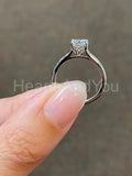 0.3ct Round Cut Moissanite Hidden Halo Engagement Ring 14k White Gold Plated