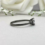 1ct Engagement Ring Round Cut Diamond Three Stone Design 14k Black Gold Finish