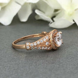 Antique Vintage Engagement Ring 2ct Round Cut VVS1D Diamond 14k Rose Gold Finish