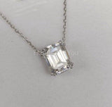 1ct Emerald Simulated Diamond Solitaire Pendant 14k White Gold Plated NO CHAIN
