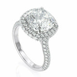 5Ct Cushion Cut DVVS1 Diamond Accent Gatsby Engagement Ring 14K White Gold Over