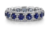 5ct Round Cut Blue Sapphire Cocktail Halo Full Eternity Band 18k White Gold Over