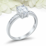 1.7ct Oval Cut Diamond Engagement Ring Solitaire with Accent 14k White Gold Over