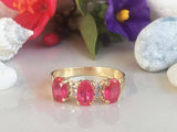 2ct Engagement Ring Oval Pink Ruby Stylish Stackable 14k Yellow Gold Finish