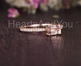 1ct Baguette Cut Simulated Morganite Solitaire Accents Ring 14k Rose Gold Plated