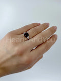 0.5ct Cushion Cut Simulated Garnet Solitaire Accents Ring 14k White Gold Plated