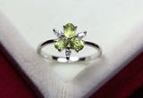 2.3ct Engagement Ring Oval Cut Peridot Stylish Partywear 14k White Gold Finish