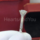 2.2ct Round Cut Moissanite Solitaire Dual Row Accent Ring 14k White Gold Plated