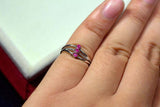 0.16ct Engagement Ring Round Cut Pink Ruby Split Band 14k White Gold Finish