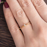 Minimalist Engagement Ring 0.12ct Emerald Cut Diamond 14k Yellow Gold Finish