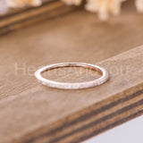 0.3ct Round Cut Moissanite Minimalist Women Wedding Band 14k Rose Gold Plated